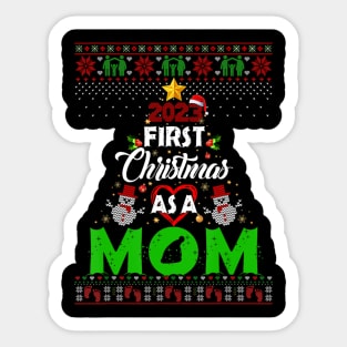 Pregnancy Baby 2023 First Christmas As A Mom Ugly Sweater Sticker